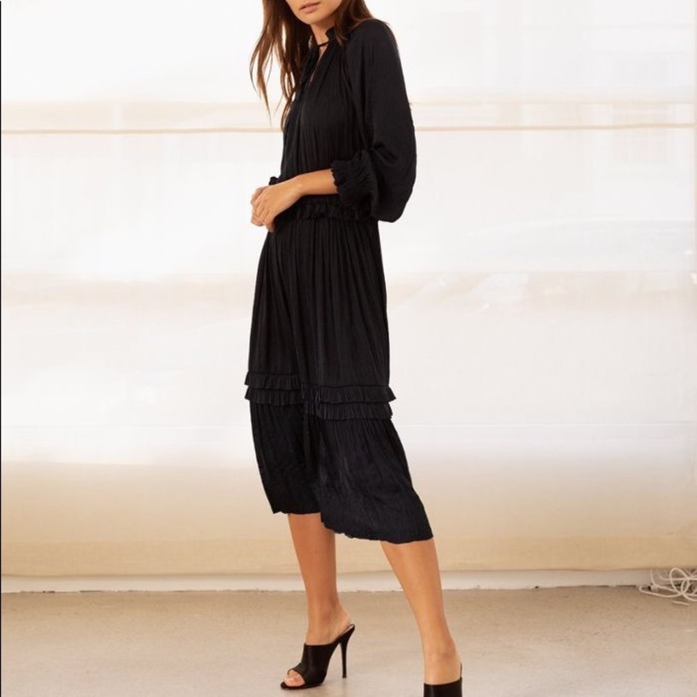 Modern Citizen Ruffled Midi Hope Dress Navy